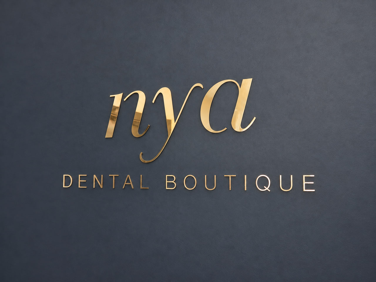 Nya Dental Boutique sign at the clinic