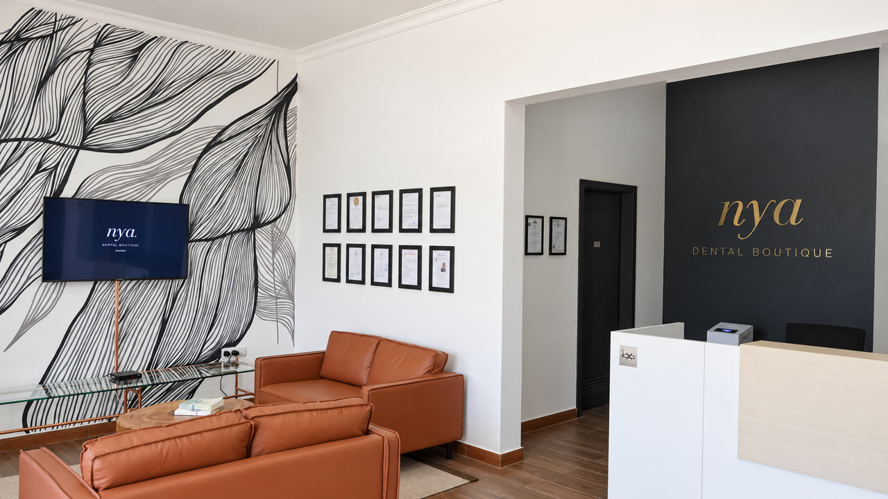 Reception desk and lounge at Nya Dental Boutique